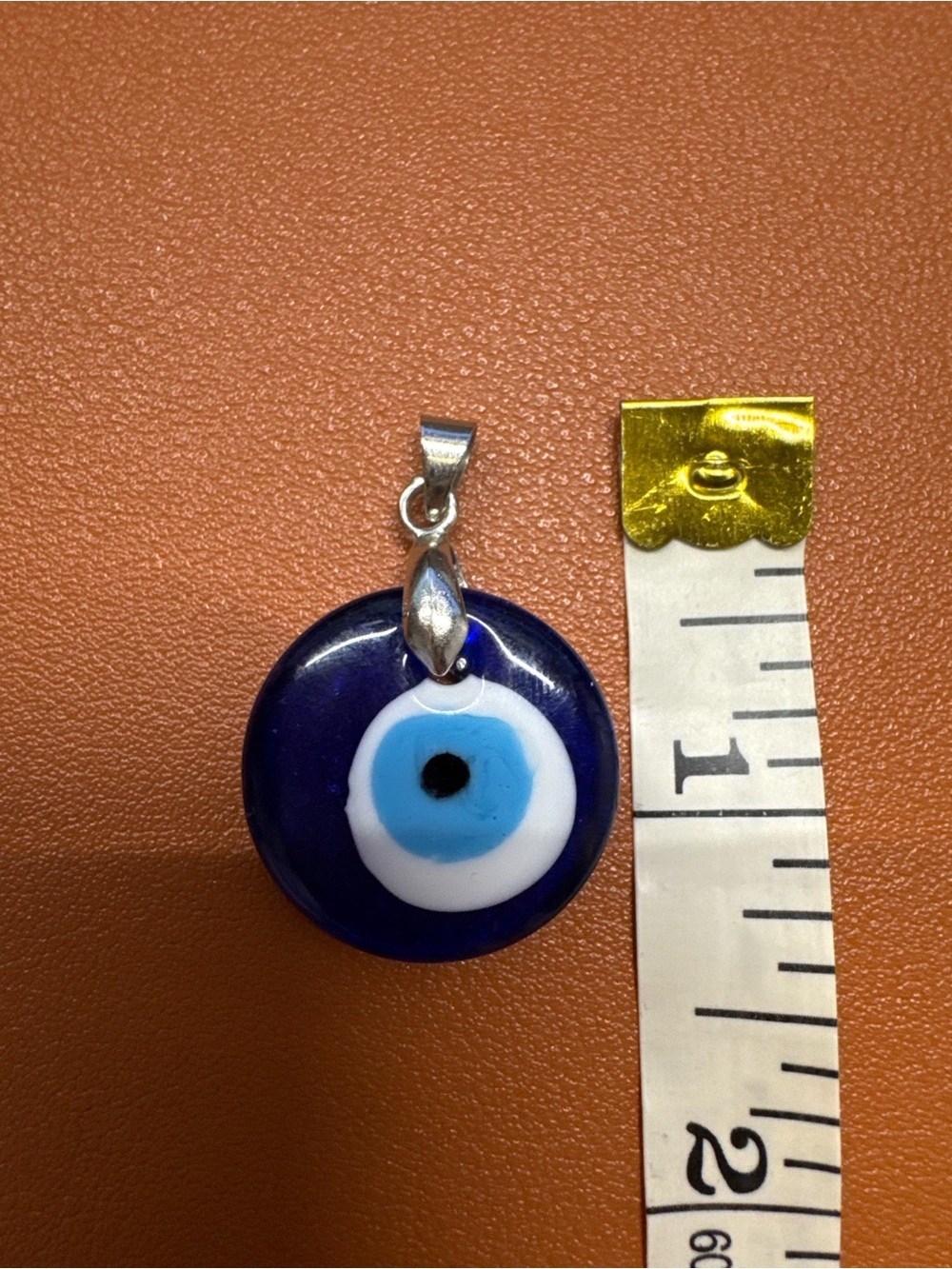 Blue Evil Eye Glass Pendant Protection Charm Minimalist Jewelry - Picture 3 of 3